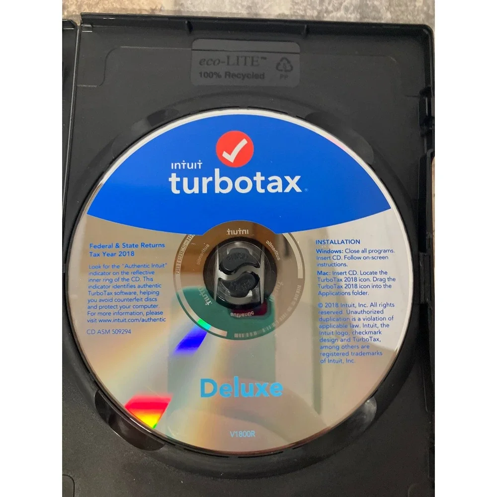 Intuit TurboTax Deluxe Tax Year 2018 Federal State Returns CD Software‎ Window